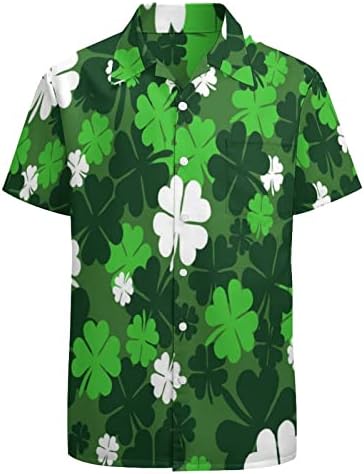 Mens St Patricks zi Tee Shamrock camasa Camasi pentru barbati Casual camasa verde Shamrock imprimate Topuri