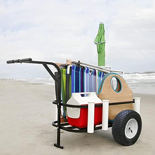 Sea Striker Deluxe Surf, Pier și cărucior de plajă-vagon cu roți rulante pentru pescuit în aer liber
