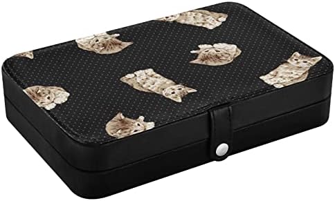 Emelivor destul de drăguțe pisici de călătorii de bijuterii din piele din piele portabilă cutii de bijuterii călătorii organizator