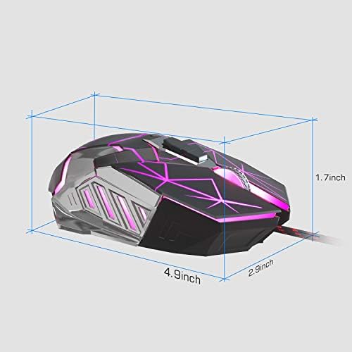 Mouse -ul de jocuri de jocuri Magegee G10, 7 culori Respirație LED Racklit Mouse, 6 DPI reglabil, mouse de computer optic ergonomic