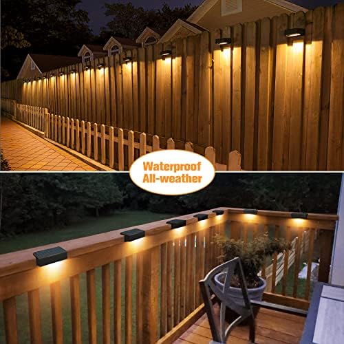 VOLISUN Solar Deck Lights outdoor Fence Lights, 7 culori și lumini albe calde în aer liber Solar 12-Pack impermeabil LED Color