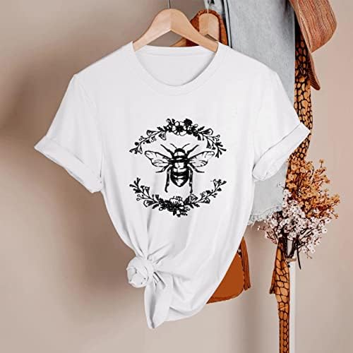 Tricou casual top femei de primăvară de vară albine imprimate cu mânecă scurtă o tricou tricou top tricouri pentru femei înalte