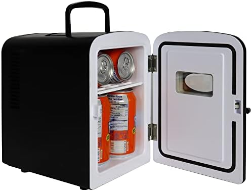 RCA RMIS129 Mini frigider, galben și koolatron retro mini frigider portabil, frigider compact 4L pentru piele, ser de frumusețe,