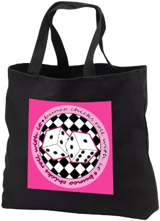 3Drose Janna Salak Designs Bunco - Bunco Chicks Roll With It Pink - Black Tote Bag 14W X 14H X 3D