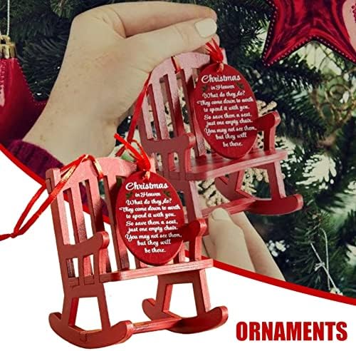 U-Buyhouse Christmas in Heaven Ornament Memorial Mini Scaun balansoar din lemn cu semn de etichetă semnificativă pentru desktop