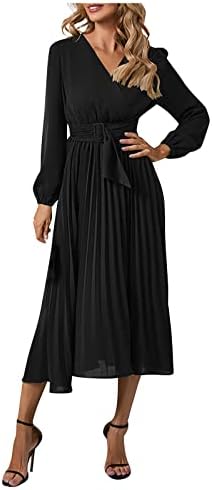 Rochie de pulover nokmopo Culoare solidă pentru femei rotundă rotundă cu mânecă lungă midi rochie rochii de schimb