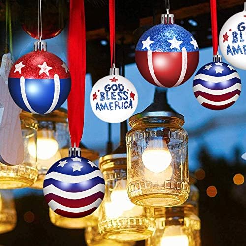 24 de bucăți ornamente cu minge de Crăciun Pandantiv Pandantiv suspendat 4 iulie Ornament Ball atârnat pentru SUA Petrecere