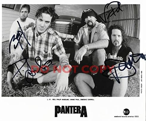 Pantera rock band retipărire semnat 8x10 foto 1 Rp Dimebag Anselmo Vinnie Paul