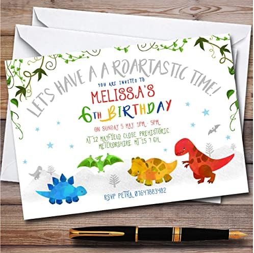 Card Zoo Roartastic Dinozaur personalizat pentru copii pentru copii Invitații pentru petrecerea zilei de naștere