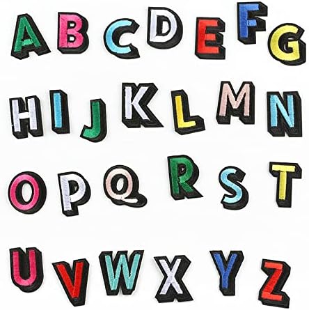 Vanknono 26 bucăți de fier pe patch-uri de litere varsity English A-Z alfabet Patchuri de cusut pe reparații decorative pete