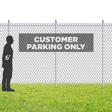 Cgsignlab | „Doar parcare pentru clienți -stripes gri”, rezistent la vânt, cu ochiuri de vinil din plasă exterioară | 8'X2