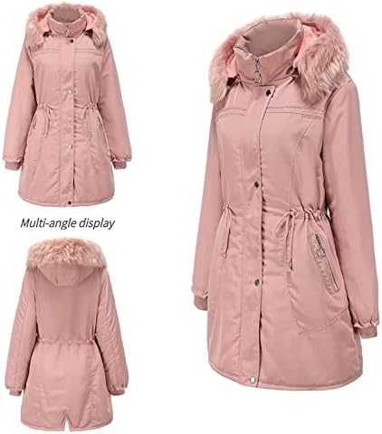 NDVYXX femei iarna Paltoane Hanorac cu gluga Parka haina Fleece căptușite cald iarna lung jacheta groase Paltoane cu buzunare