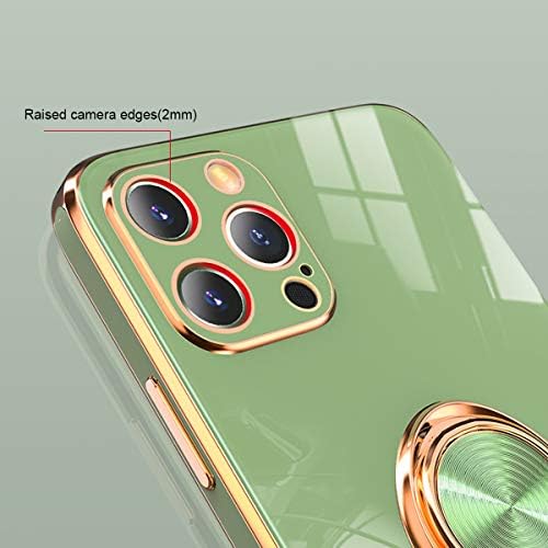 Aowner compatibil cu iPhone 11 Pro Max Ring Holder Carcasă strălucitoare Placare Rose Gold Edge Gold 360 Grad Grad pentru femei