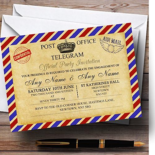 Vintage Airmail Telegram Card poștal Invitații de partid de implicare personalizate