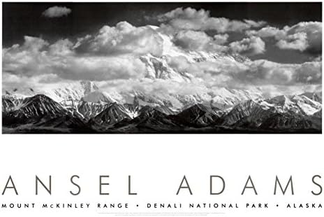 Mt. McKinley Range, Clouds, Denali National Park, Alaska, 1948 Art Poster Print de Ansel Adams, 36x24 Photography Art Poster