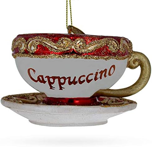 Cupa roșie Cappuccino Sticlă Ornament de Crăciun