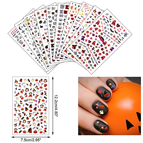1200 de bucăți de Halloween unghii decalcomanii și 5 culori se paiete holografice cu sclipici chunky pentru design de unghii