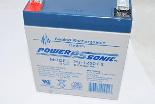 Power-Sonic PS-1250F2-12 VOLT/5 AMP ORA Baterie sigilată de plumb sigilat cu conector rapid 0,250, o culoare
