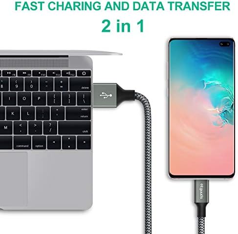 etguuds [pachet 2, 3ft] cablu USB C 3a Încărcare rapidă, cablu încărcător USB A la Tip C împletit compatibil cu Samsung Galaxy