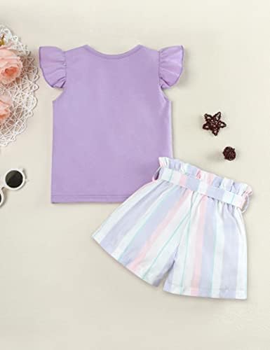 Yoxindax Copil Fete Toddler Fata Haine Inima Imprimare T - Shirt Top + Carouri Pantaloni Scurți Cu Centura Drăguț Vara Scurt