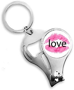 Pink Lip Valentine's Day Kiss Nail Nipper Ring Key Lanț Deschizor de sticle Clipper