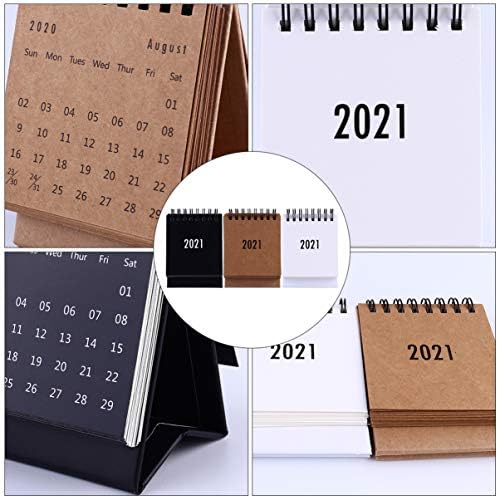 Toyandona 3pcs 2021 Mini Standing Desktop Calendar Flip Calendar lunar Notepad Bobină pliabilă Spiral 2021 Flip Desk Calendar