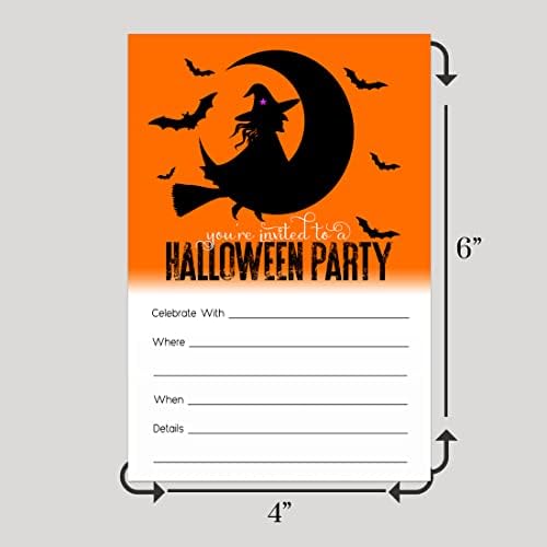 Hârtie inteligentă petrecere vrăjitoare invitații de petrecere de Halloween cu plicuri Invitații goale pentru copii Costum