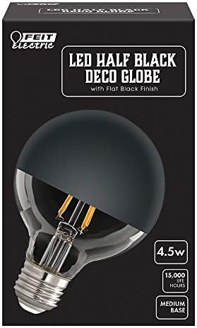 Feit Electric G2540/BLK / 827 / FIL / 4 40-Watt EQ G25 DM Negru Oglindă Dome Filament LED bec, 4-Pack
