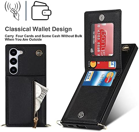 Ephoou Crossbody Femei portofel caz pentru Samsung Galaxy S23 cu suport pentru Card, umăr detașabil curea Curea pungă acoperi