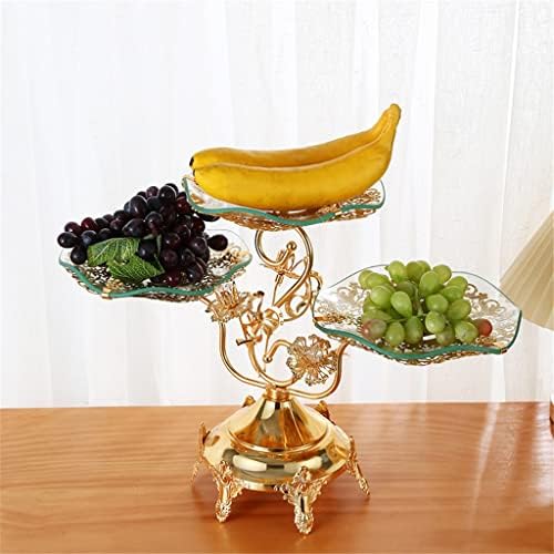 Placă de fructe cu mai multe straturi Trexd din fier forjat sticlă călită sufragerie măsuță de cafea cadou de nuntă farfurie