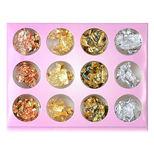 Yeslady Gold Silver Nail Paillette Flake 3d Art Art Cip Chip folie Sfaturi decorare 12 cutii