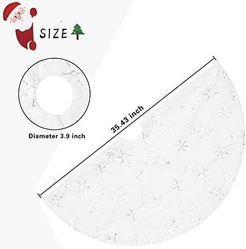 Fustă de copac de Crăciun Tobehigher - 35 de centimetri fustă de brad de Crăciun faux cu blănuri faux cu model de zăpadă argintiu