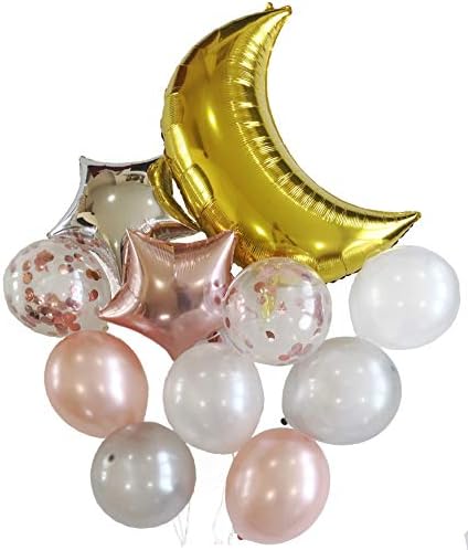 Set de decorare a petrecerii Sweet Moon 11 Piese - Lună de folie de 36 inch, stele cu folie de 18 inci și confetti de 12 inci