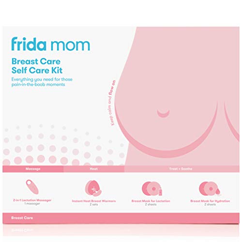 Frida mom Breast Care Self Care Kit-masaj de lactație 2-în-1, încălzitoare instantanee pentru sâni, mască de sân pentru hidratare,