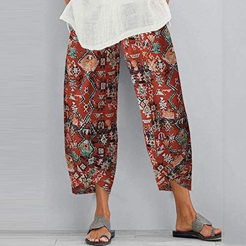 Pantaloni cu picior larg HonpraD pentru femei Plus Size Boho femei Pantaloni de birou pantaloni pantaloni imprimare talie elastica