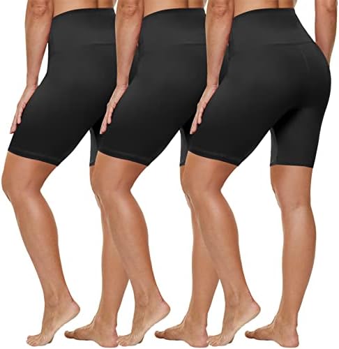 Hltpro 3 Pack Biker Shorts pentru femei-8/5 Talie mare unt moale femei Pantaloni scurți pentru antrenament, Yoga, alergare