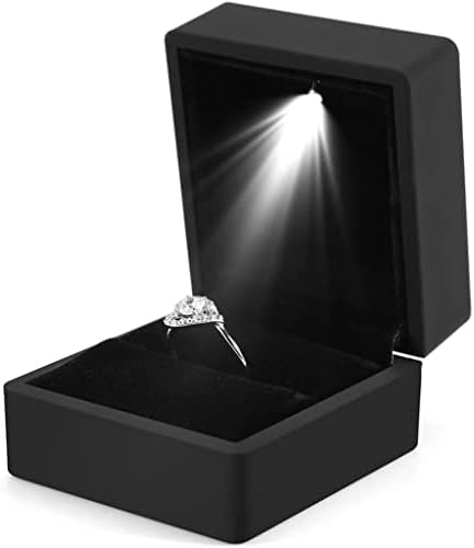 Cutie inel XWWDP cu bijuterii cu lumină LED cutie inel cu diamant depozitare inel de nuntă luminos organizator de bijuterii