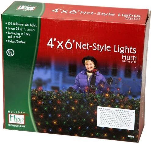 Holiday Wonderland 48951-88 150-număr mai multi-culori lumini de Crăciun set de plasă net / înveliș de copac 4 x 6 picioare
