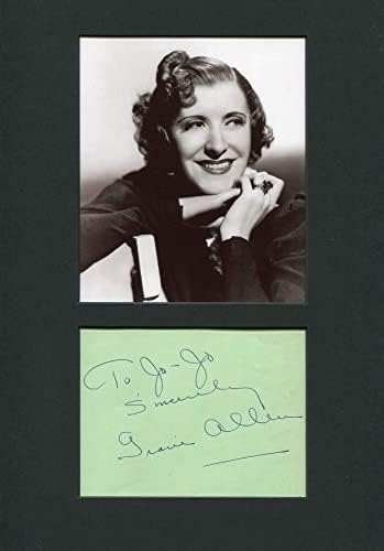 Comediantul Gracie Allen Autograph, pagina de album semnată montată