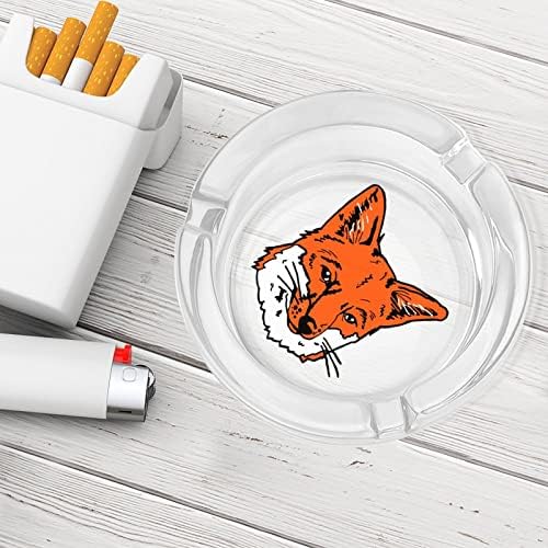 Fox Head Ilustrație Suport de scrumiere din sticlă rotundă pentru țigări carcasă de fumat drăguț tavă