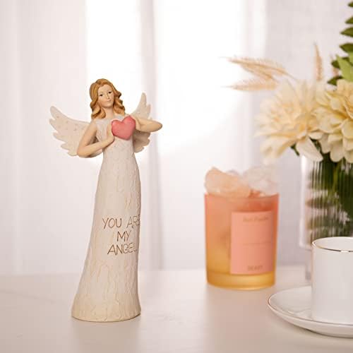 LC LCDECOHOME GARDIAN ANGELS Figurine Colecție Statu de rugăciune - Acasă Decor rășină pictată manual Înger care ține inima