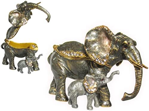 Cutie de trinket Elephant & Baby cu bijuterii cu cristale austriece