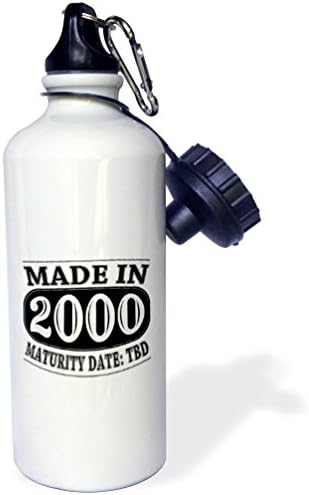 3Drose „Made in 2000 Date maturitate Data tdb Sports” Sticlă de apă, 21 oz, natural