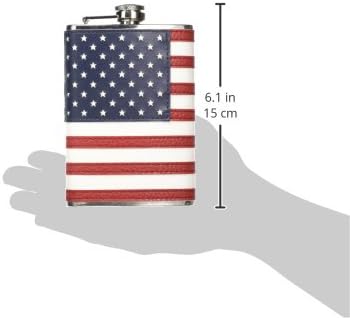 Hip Flask Holding 8 oz - Design steag American-Dimensiune buzunar, oțel inoxidabil, rezistent la rugină , capac cu șurub-finisaj