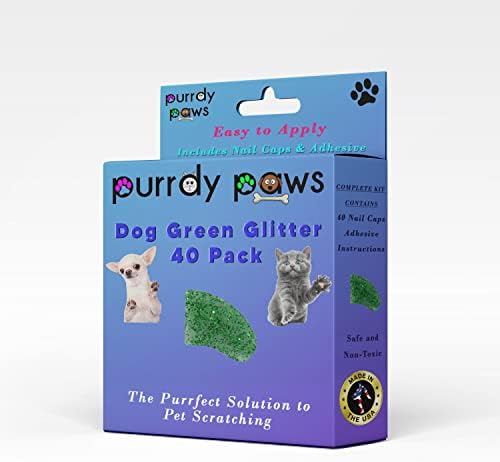 Purrdy Paws 40-Pack capace de unghii moi pentru câini gheare verde sclipici XXL