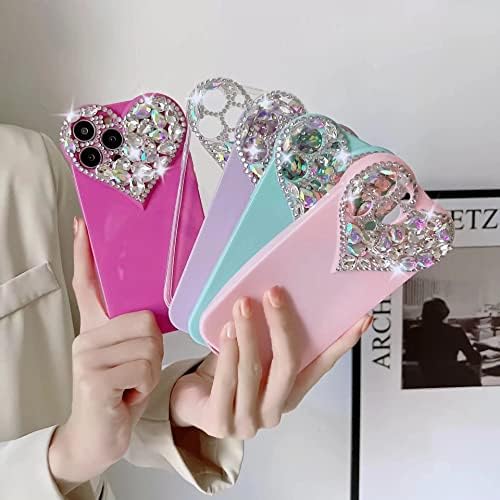 Enytdmo Cute iPhone 13 Pro Max Carcasă 3d Glitter Sparkle Bling Case pentru fete pentru femei, Diamond Shins