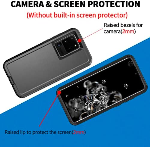 Caz Bisbkrar Defender pentru Samsung Galaxy S20 Ultra 5G 6,9 inch, carcasă telefonică [grad militar] 3 în 1 protecție rezistentă