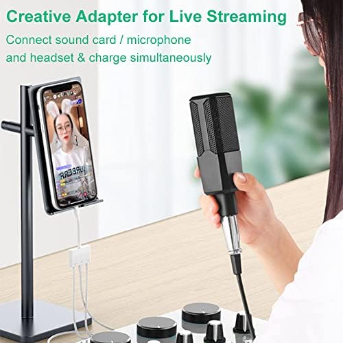 adaptor pentru microfon iPhone fulger la căști și adaptor pentru microfon pentru Streaming Live Adaptor pentru căști de 3,5