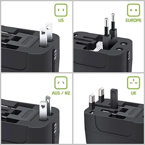 Travel USB Plus International Power Adapter Compatibil cu Karbonn Alfa A110 pentru puterea la nivel mondial pentru 3 dispozitive