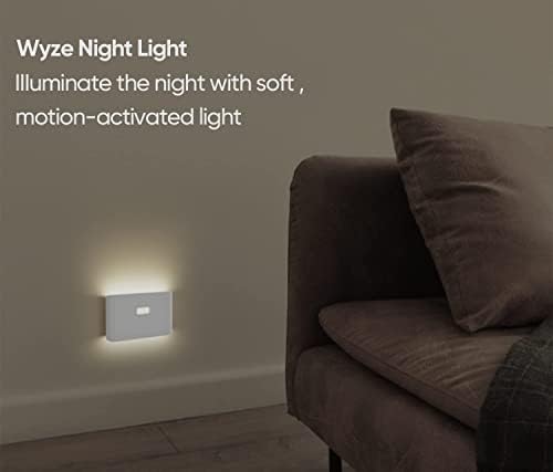 Lampă de podea WYZE pentru sufragerie și 3 pachete de lumină de noapte reîncărcabilă cu amurg până în zori și pachet de senzori